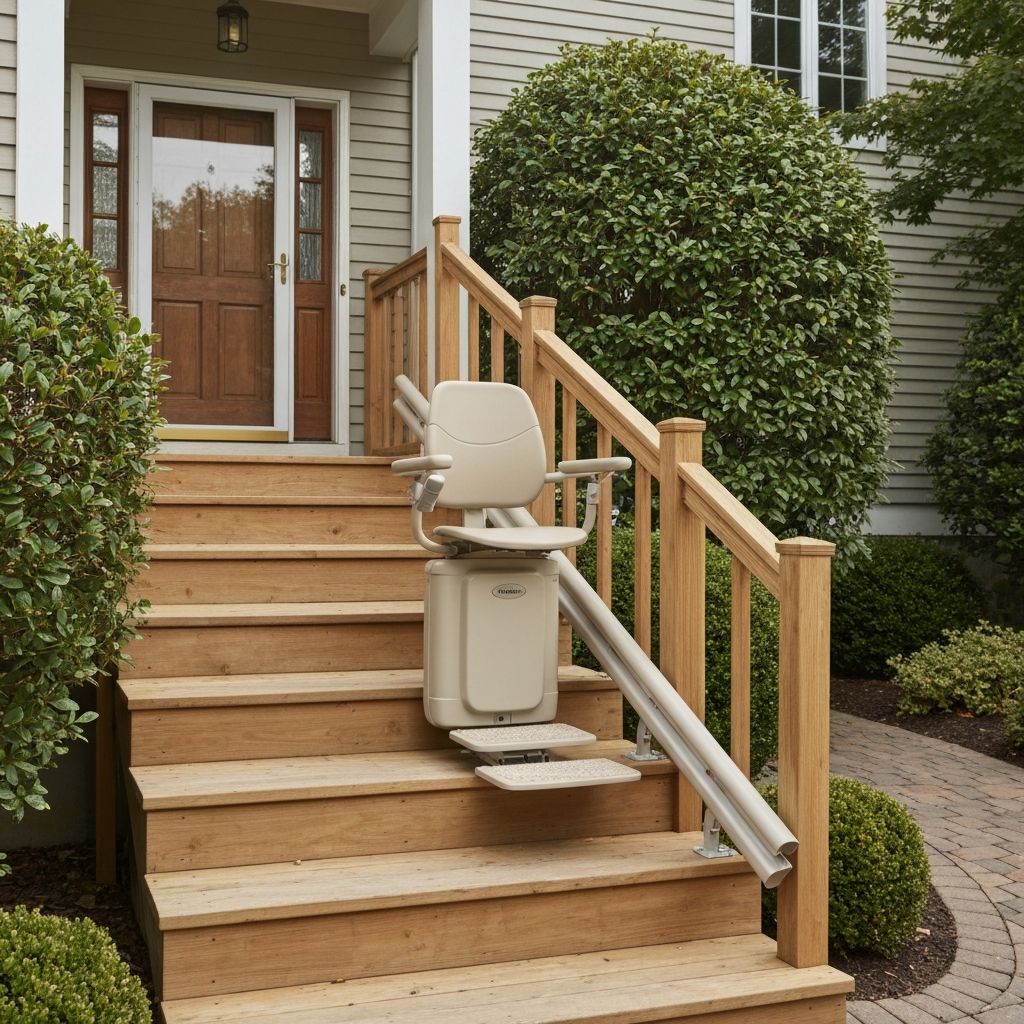 Black outdoor platform stairlift